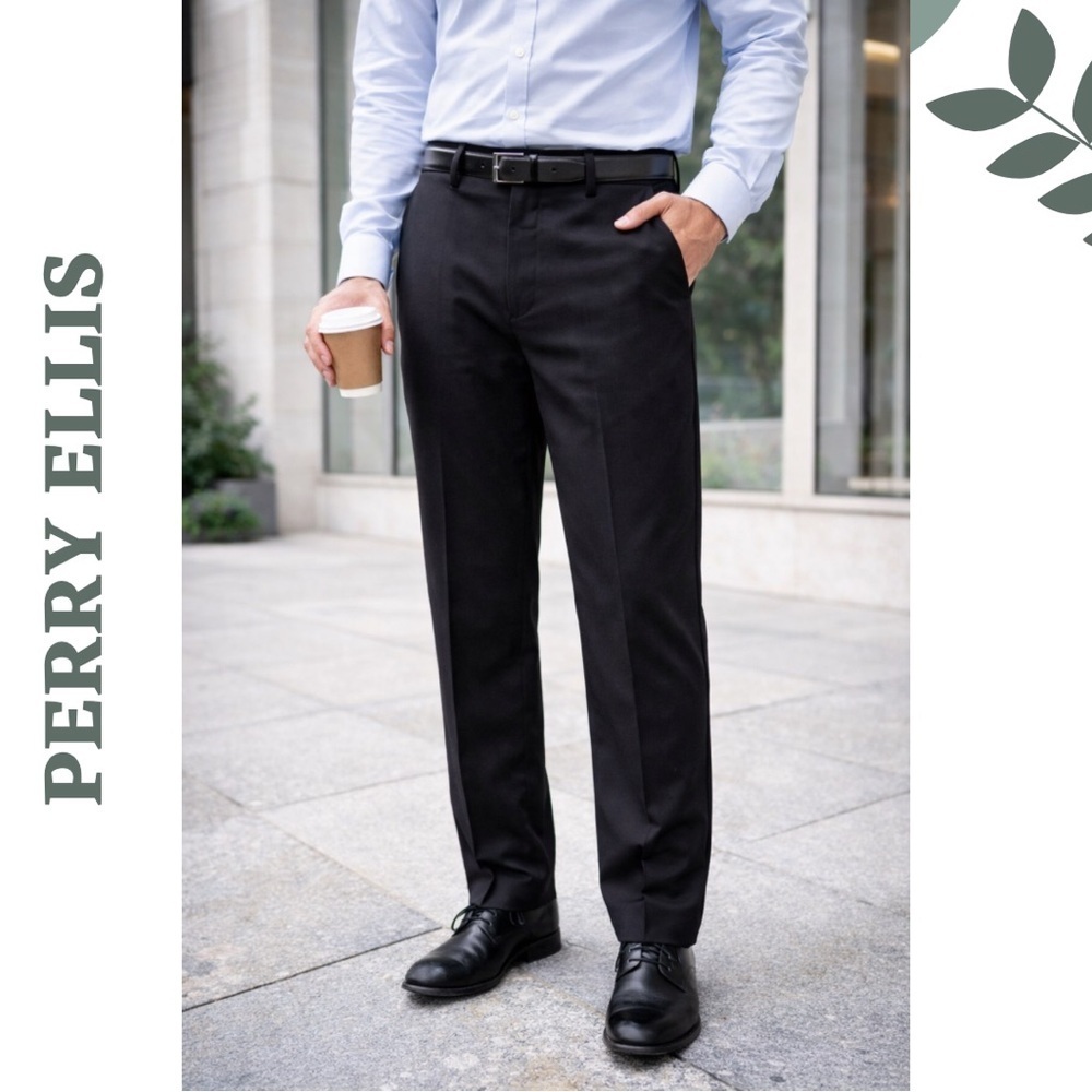 Perry Ellis Portfolio Black Dress Pants 38x32